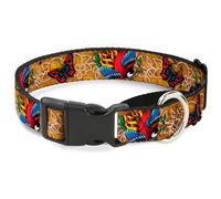 Plastic Martingale Collar Tattoo Johnny-Bird & Rose WIDE-Small 13-18"