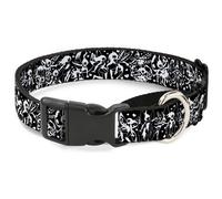 Plastic Martingale Collar Tattoo Johnny-Fairies Black/White Medium 11-17"