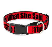 Plastic Martingale Collar THAT'S WHAT SHE SAID Red/Black Small 9-15"