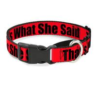 Plastic Martingale Collar THAT'S WHAT SHE SAID Red/Black WIDE-Small 13-18"