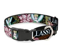 Plastic Martingale Collar Tinker Bell Floral Collage CLASSY AND SASSY WIDE-Mediu