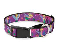 Plastic Martingale Collar Tinker Bell Poses/Flowers/Stars/Skull Purple WIDE-Larg