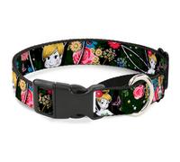 Plastic Martingale Collar Tinker Bell Poses/Sleeping Floral Collage WIDE-Large 1