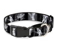 Plastic Martingale Collar Tinker Bell Scenes Black/White WIDE-Large 18-32"