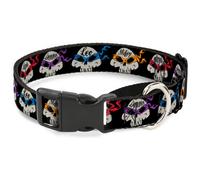 Plastic Martingale Collar TMNT 4-Turtle Road Rebel Skulls Black Medium 11-17"