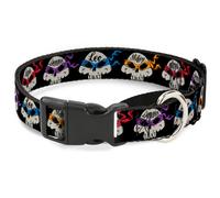 Plastic Martingale Collar TMNT 4-Turtle Road Rebel Skulls Black WIDE-Small 13-18