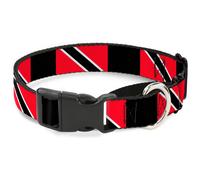 Plastic Martingale Collar Trinidad & Tobaga Flags/Black Block Medium 11-17"