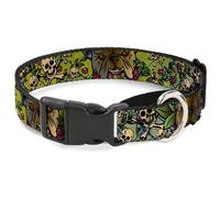 Plastic Martingale Collar Trust No One CLOSE-UP Yellow/Green/Blue-S WIDE-Medium