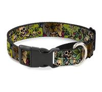 Plastic Martingale Collar Trust No One CLOSE-UP Yellow/Green/Blue-S WIDE-Medium