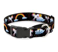 Plastic Martingale Collar Unicorns/Rainbows/Stars Black Small 9-15"