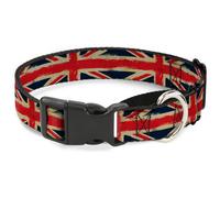 Plastic Martingale Collar United Kingdom Flags Distressed Painting WIDE-Small 13