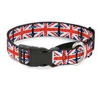 Plastic Martingale Collar United Kingdom Flags Weathered Medium 11-17"