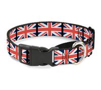 Plastic Martingale Collar United Kingdom Flags WIDE-Small 13-18"