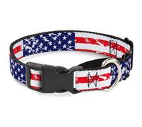 Plastic Martingale Collar United States Flags Weathered Medium 11-17"
