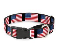Plastic Martingale Collar United States Flags WIDE-Small 13-18"