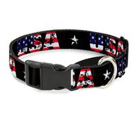 Plastic Martingale Collar USA w/Star Black/US Flags Medium 11-17"
