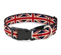 Plastic Martingale Collar Vintage United Kingdom Flags Medium 11-17"