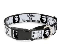 Plastic Martingale Collar VIVA LA REVOLUCION Che White/Black WIDE-Medium 16-23"