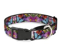 Plastic Martingale Collar Vivid Butterfly Garden WIDE-Large 18-32"