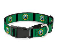 Plastic Martingale Collar Washington Flags/Black WIDE-Small 13-18"