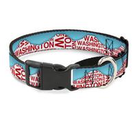 Plastic Martingale Collar WASHINGTON Mountain Range Turquoise/White/Red Small 9-