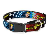 Plastic Martingale Collar Wonder Woman Face w/Stars WIDE-Large 18-32"