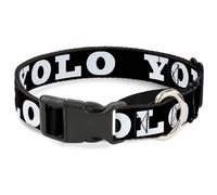 Plastic Martingale Collar YOLO Bold Black/White WIDE-Small 13-18"