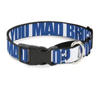 Plastic Martingale Collar YOU MAD BRO White/Royal WIDE-Small 13-18"