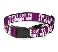 Plastic Martingale Collar YOU'VE GOT TO BE KIDDING ME Purple/White WIDE-Medium