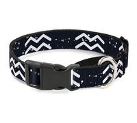 Plastic Martingale Collar Zodiac Aquarius Symbol/Constellations Black/White WIDE