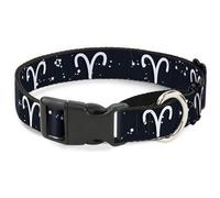 Plastic Martingale Collar Zodiac Aries Symbol/Constellations Black/White WIDE-Me