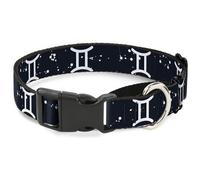 Plastic Martingale Collar Zodiac Gemini Symbol/Constellations Black/White WIDE-M