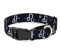 Plastic Martingale Collar Zodiac Leo Symbol/Constellations Black/White WIDE-Medi