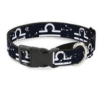 Plastic Martingale Collar Zodiac Libra Symbol/Constellations Black/White WIDE-Me