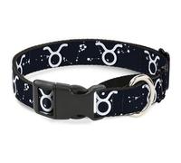 Plastic Martingale Collar Zodiac Taurus Symbol/Constellations Black/White WIDE-M