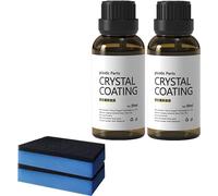 Plastic Parts Crystal Coating,Plastic Repairer for Cars Resists Water,Crystal Coating Plastic Parts,Easy to Use Car Refresher,Plastic Revitalizing Coating Agent with Sponge (2 Pcs)