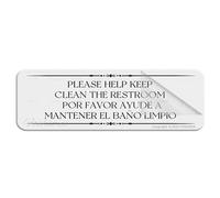 Plastica acrilica Si prega di aiutare a mantenere pulito il restroompor favore Ayude A Mantener El Baño Limpio bilingue con adesivo 25,4 x 7,6 cm facile da installare e altamente visibile
