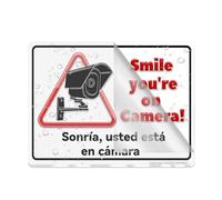 Plastica Acrilica Smile You 'Re On Camera Sonria Usted Esta En Camara Video Bilingue Sicurezza Cctv Avviso Registrazione Spagnolo E Inglese Cartello 8 "X 6" Resistenza allo sbiadimento Uso interno