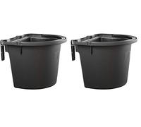Plastica Panaro Mangiatoia per Cavalli Angolare 300/86, con Comodi Agganci in Nylon e Privo di Parti Metalliche Equitazione, Nero, capacità di 16 Litri (Confezione da 2)