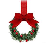 Plastica per mini ghirlanda per le vacanze decorazione interna da appendere alla finestra sfondo della fattoria sfondo ghirlanda di Natale con accento fiocco (rosso)