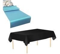 Plastica Tovaglia Raso Runner Set Impermeabile Festa Matrimonio Compleanno Decor