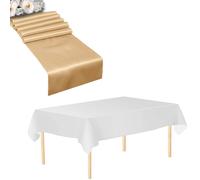 Plastica Tovaglia Raso Runner Set Impermeabile Festa Matrimonio Compleanno Decor