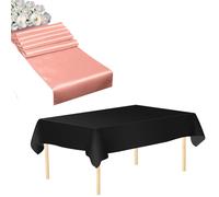 Plastica Tovaglia Raso Runner Set Impermeabile Festa Matrimonio Compleanno Decor