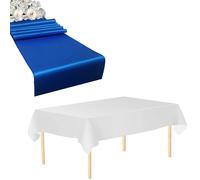 Plastica Tovaglia Raso Runner Set Impermeabile Festa Matrimonio Compleanno Decor
