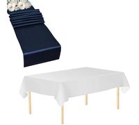 Plastica Tovaglia Raso Runner Set Impermeabile Festa Matrimonio Compleanno Decor