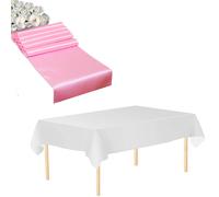 Plastica Tovaglia Raso Runner Set Impermeabile Festa Matrimonio Compleanno Decor