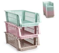 PlasticForte 1 Pezzo Cesta Multiuso Portaoggetti Impilabile 43 x 32 x 16,5 cm 3 Colori