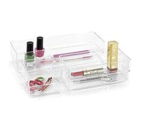 PlasticForte - Organizer per cosmetici in acrilico, per cassetto e gioielli, confezione da 3
