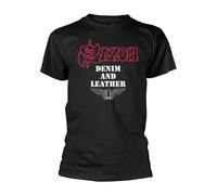 Plastichead Saxon Denim And Leather T Shirt Size L