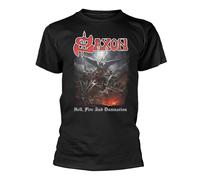 Plastichead Saxon Hell Fire and Damnation T Shirt L Black